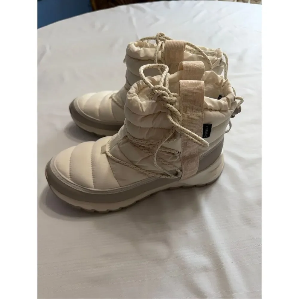 The North Face Thermoball Lace-Up Waterproof Boot Off White/Cream Women's Size 8